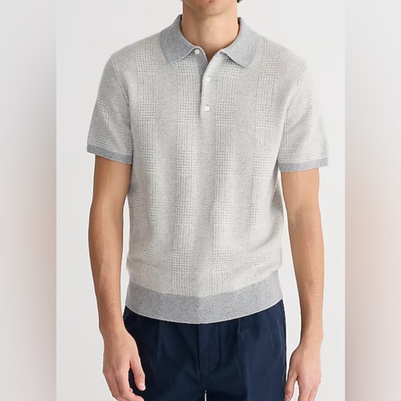 J. Crew Other - NWOT Jcrew Short-sleeve cashmere sweater-polo in glen plaid